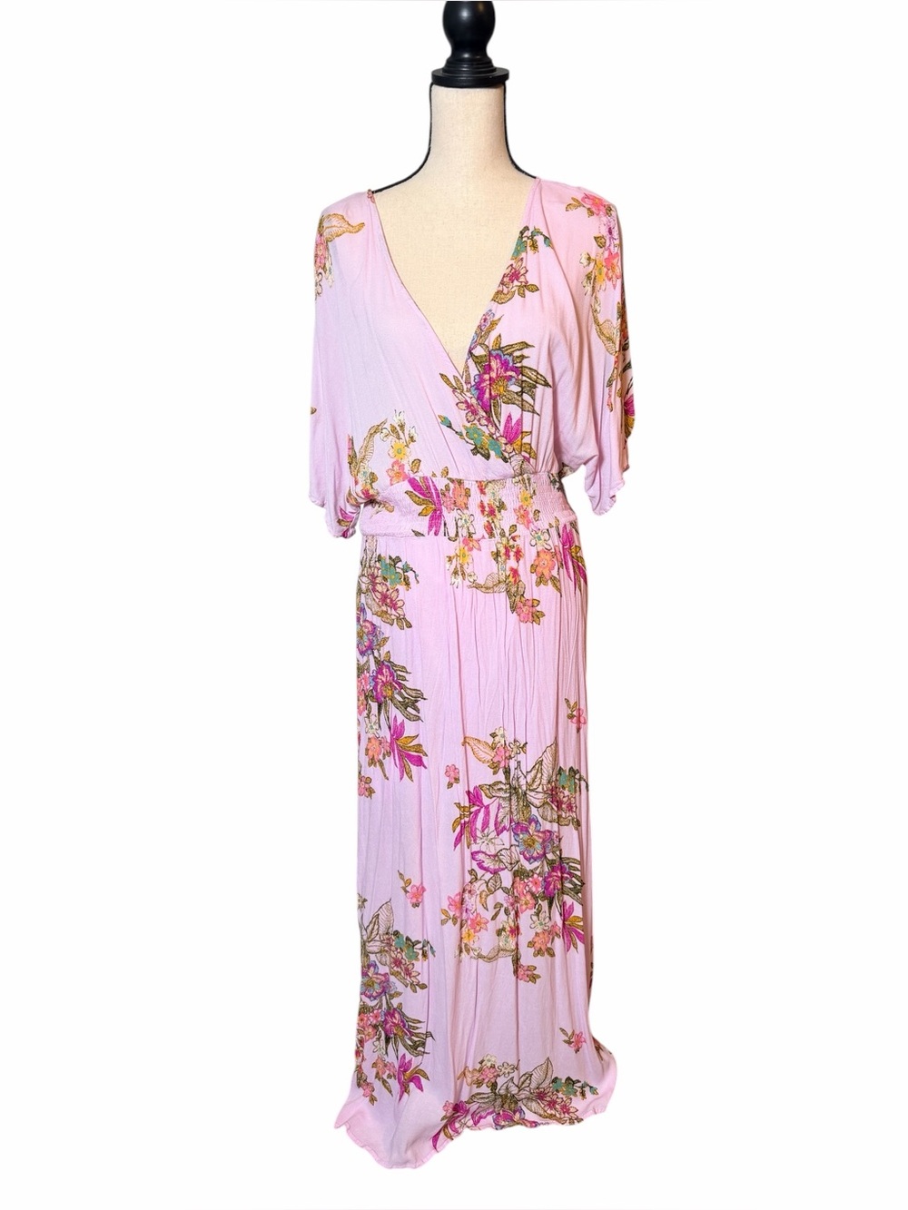 ODDY Pink Floral Wrap Maxi Dress Size 1XL